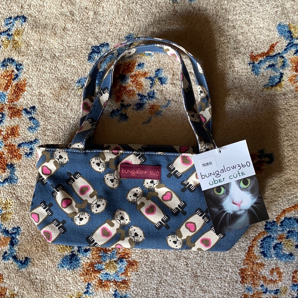 Vegan Cotton Canvas Sea Otter Mini Bag Purse